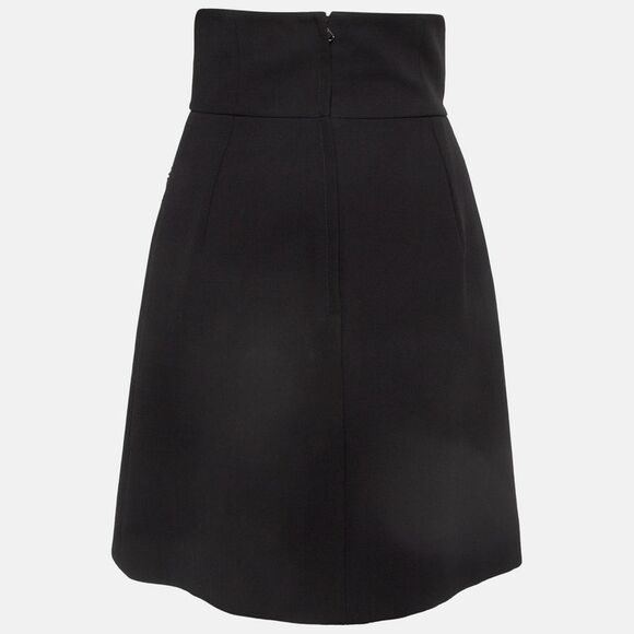 Dolce & Gabbana Black Applique Gabardine Button Detail Mini Skirt XS - Picture 3 of 4